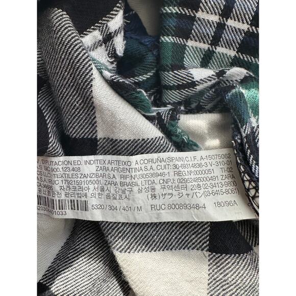 Zara Man Button Up Long Sleeved Elbow Patchwork Collared shirt plaid Men Size M - Picture 4 of 8